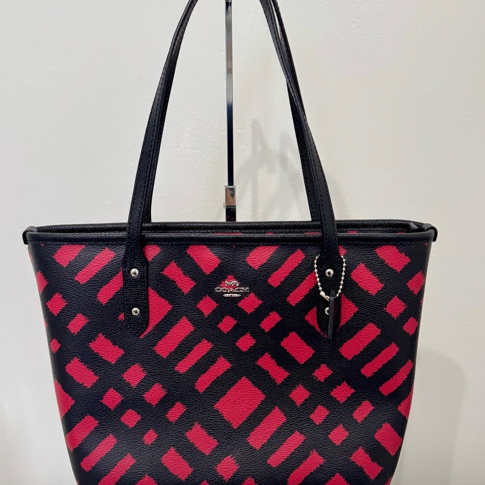 Coach Black and Red Geometric Tote Bag